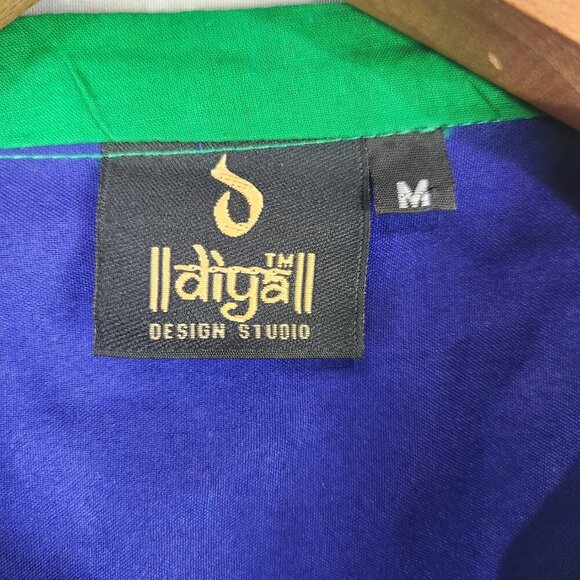 DIYA Design Studios Slip Dress Women's M Sleeveless India Blue Green To Knee - Picture 6 of 9